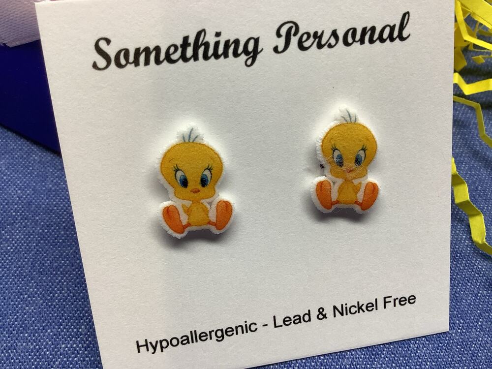 Tweety Bird - Looney Tunes Inspired Post Earrings - Gift Boxed - Chibi Cute